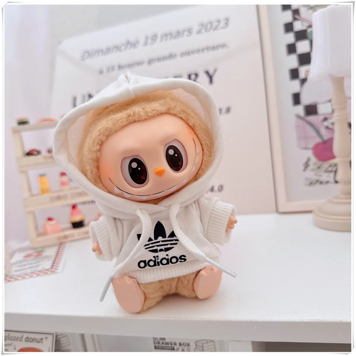 EZ 15/17cm Labubu V1 V2 Doll Clothing Fashion Hoodie and Pants Set Korean Idol Trendy DIY Doll Clothing Accessories Toy Gift