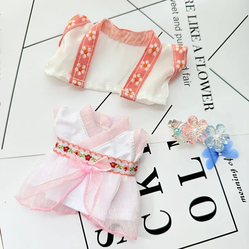 EZ 17cm Labubu Doll Clothes Chinese Style Hanfu Suit Ancient Costume Outfit Set