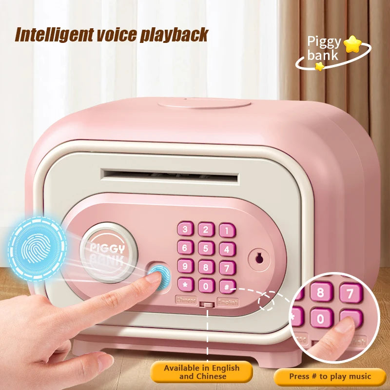 EZ Electronic Piggy Bank for Children Password Saving Box Safe Cash Money With Fingerprint Sound Bank Mini ATM Kids 3 Year Gifts