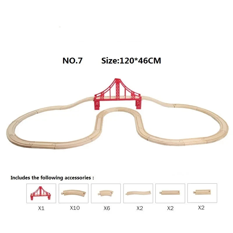 EZ NEW Wooden Train Track Accessories Toys Train Railway Compatible with All Brands Trains Ring Track Circular Orbit Assemble Gifts