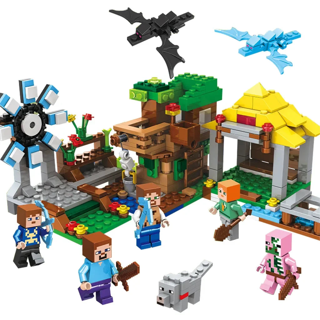 EZ TreeHouse Village Farm Cave Mine Alex Zombie Action Figures Building Blocks Toys Gift for Children