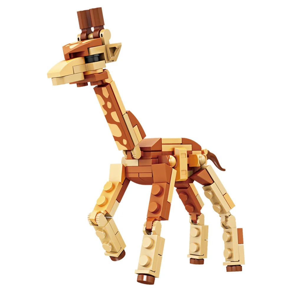 EZ Animals Figures Fox Kangaroo Giraffe Figure Model Building Blocks Kits Toys For Children Wild Animal Kids Gifts