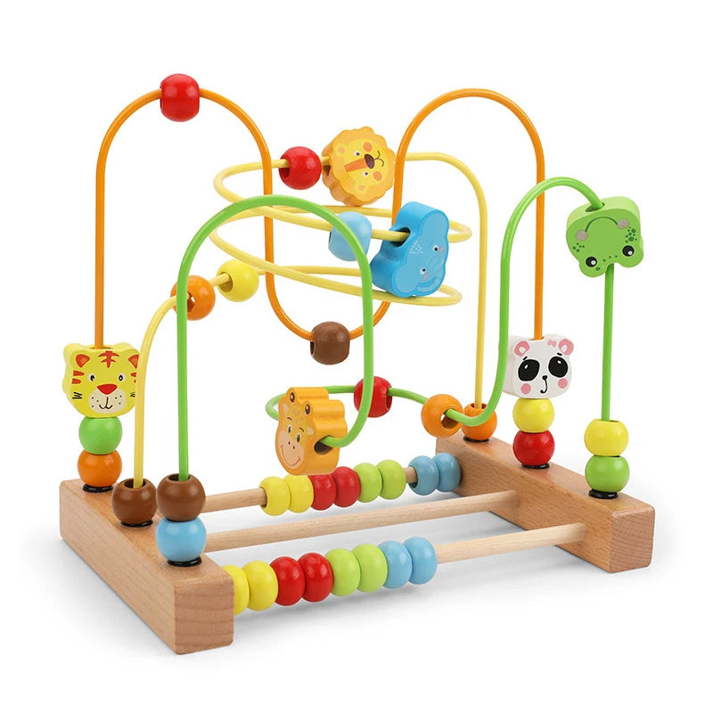 EZ Montessori Baby Toys Wooden Roller Coaster Bead Maze Abacus Math Toys Toddler Early Educational Toys for 1 2 3 Years Kids Gifts