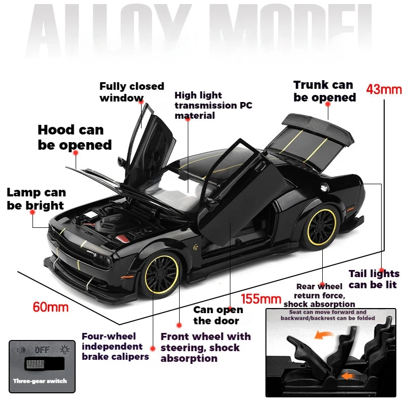 EZ 1:32 Dodge Challenger SRT Hellcat Redeye V8 Alloy Metal Diecast Model American Muscle Sports Car Collection Of Hobby Decorations