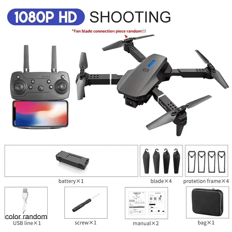 EZ E88 Professional Wide Angle RC Drone with HD 4K Camera, Foldable Helicopter Aircraft