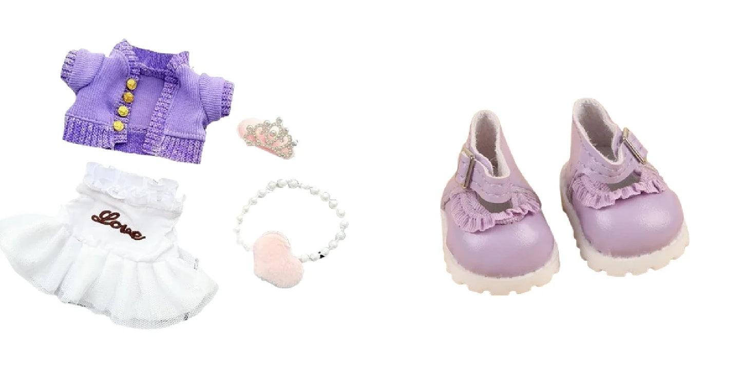 EZ 15/17cm Labubu Doll Clothes Trendy Purple/Pink Dress Set Fashion Accessories For Ropa Labubu
