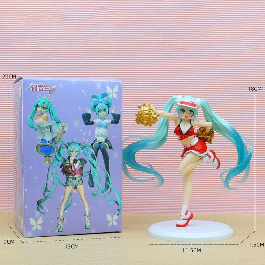 EZ 18cm Fashion Hatsune Miku Anime Figure Cheerleader Hatsune Miku Action Figures Kawaii Girl Figurine PVC Collection Model Toys