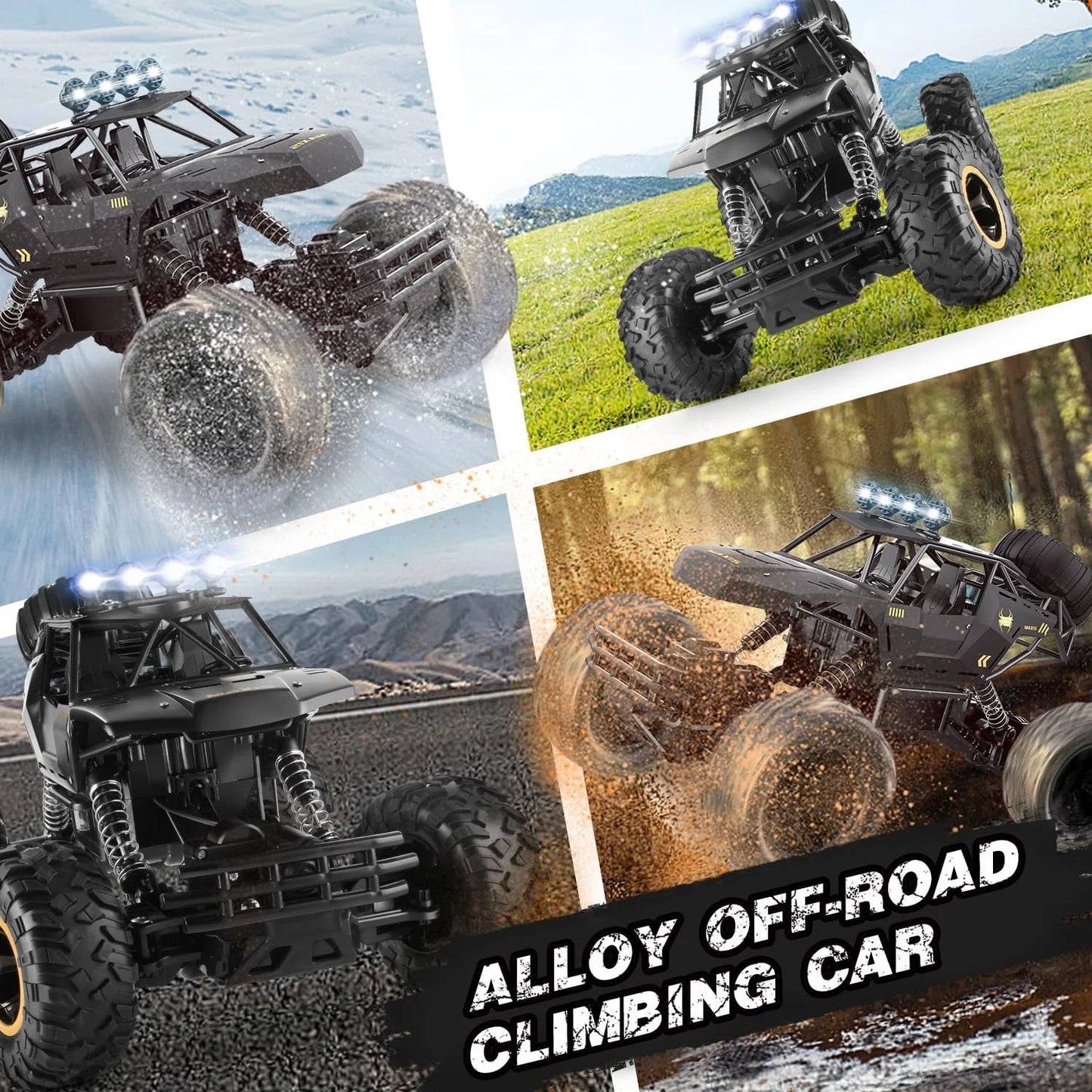 EZ 1:12/16 RC Car Remote Control Car Off Road Truck Metal Shell LED Headlights Offroad Monster 4WD All Terrain RC Truck Toy for Kid