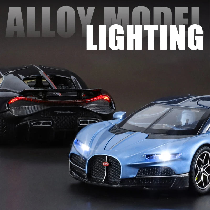 EZ 1:32 Bugatti Tourbillon V16 Supercar Alloy Metal Diecast Model Car Children's Toys Mini GT Collection Hobbies Birthday Gifts Boy