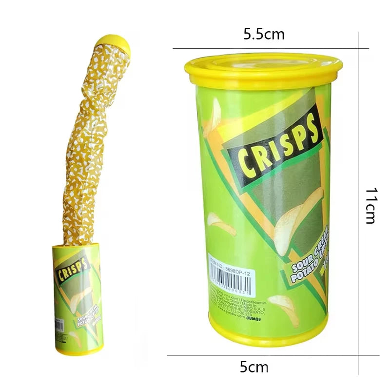 EZ The Potato Chip Snake Can Jump Stage Magic Tricks Spring Snake Toy April Fool Day Halloween Party Jokes in A Can Gag Gift Prank
