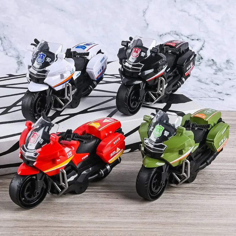 EZ 1Pc Children Inertia Motorcycle Swat Fire Boys Random Style Toy Car Inertial City Service Motorcycle
