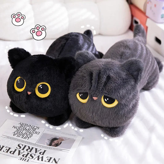 EZ New Cute Cat Lying Doll Plush Sofa Pillow Kawaii Cartoon Animal Gift Stuffed Toy Office Home Sleep Decor Valentine's Day