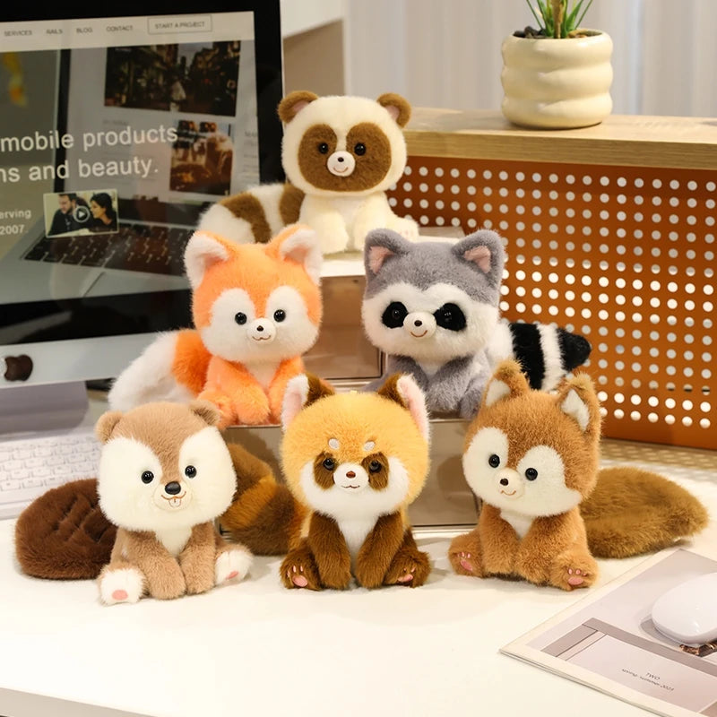 EZ Cute Sitting Animals Red Panda Fox Sloth Cat Soft Plush Dolls Stuffed Capybara Pig Plushie Baby Toys Gifts For Children