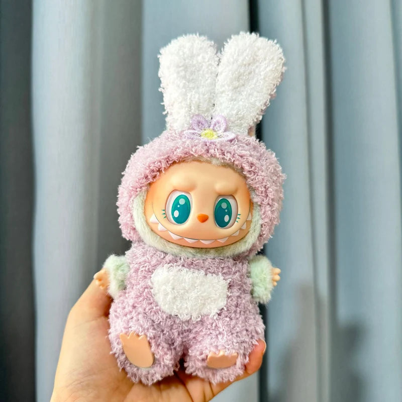 EZ 17cm Labubu Doll Clothes Pink Pig Jumpsuit Clothing Set Baby Pendant Clothes Green Frog Onesie Clothes Replacement Trend Gift