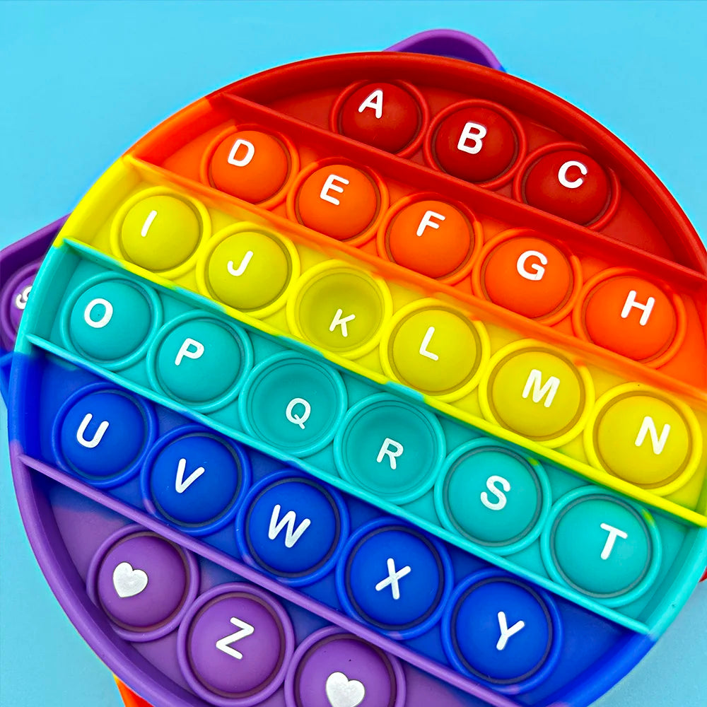 EZ 2pcs/pack Numbers Letters Alphabet Math Learning Fidget Toys Silicone Rainbow Square Circle Educational Toys for Kids