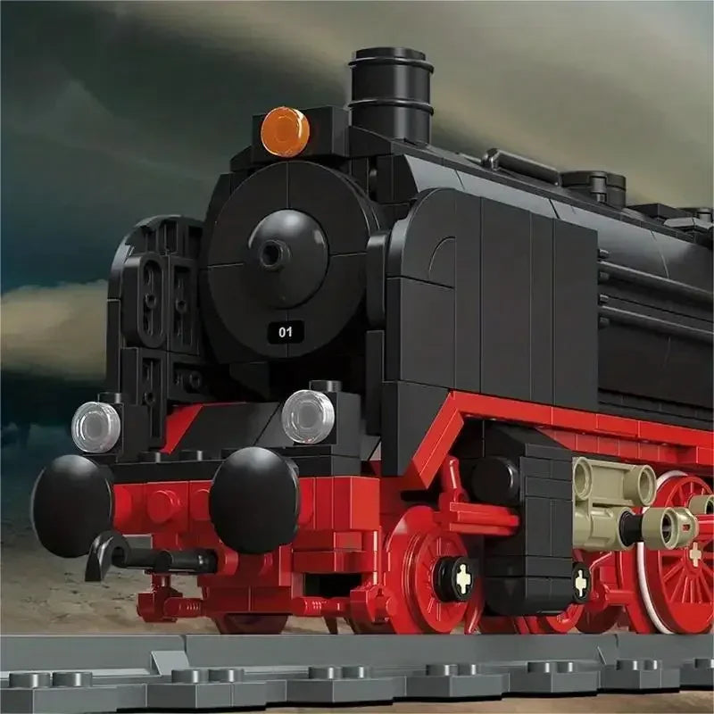 EZ 1173PCS Retro Creative Steam Train Building Blocks City Railway Track Train Assemble Bricks Desktop Decoration Childrens Gifts