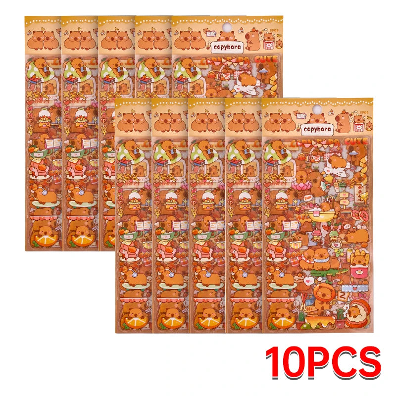 EZ 6PCs Kawaii Capybara Stickers Cartoon Stickers for DIY Hand Account Album Diary Decoration Stickers Aesthetic Stationery Gifts