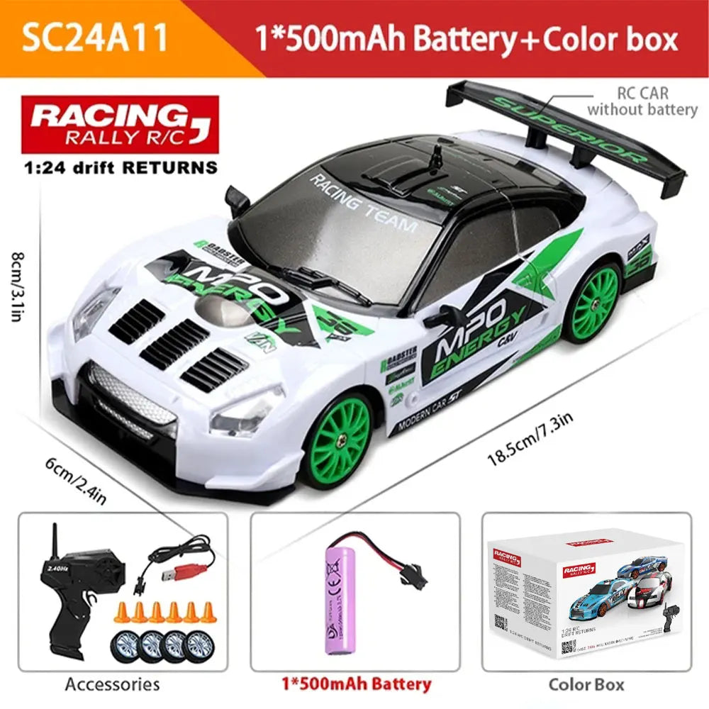 EZ 4WD Remote Control Car RC Drift 1:24 20KM/H High Speed Vehicle with LED Lights Racing Sport Toy for Adults Boys Girls Kids Gifts