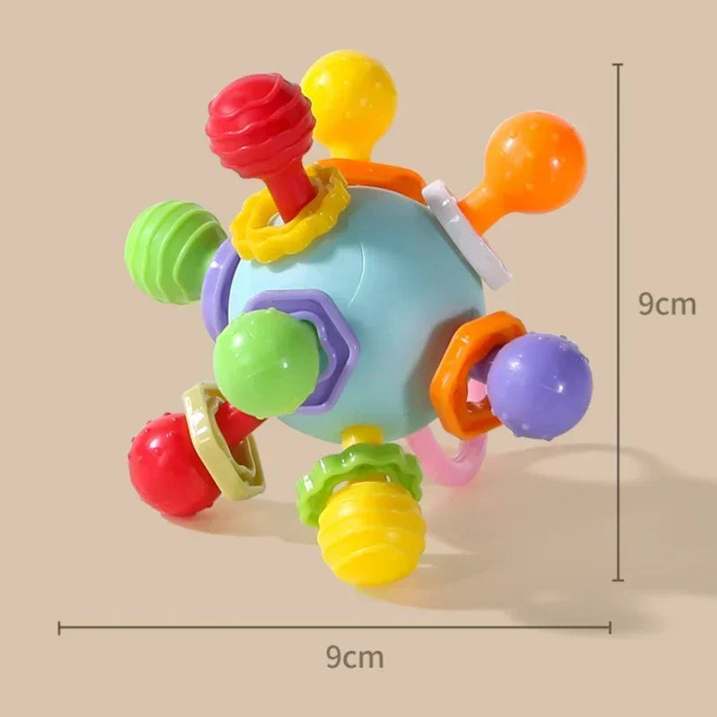 EZ Manhattan Round Ball Soft Silicone Hand Grab Ball Rattle Infantil Chewable Toddler Teeth Soothing Baby Sensory Toy Newborn Gift