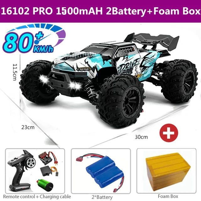 EZ 50 or 80KM/H Rc Cars 1/16 Off Drift Road 4WD with LED 2.4G Waterproof Remote Control Monster Truck for Adults and Kids Toy Gift