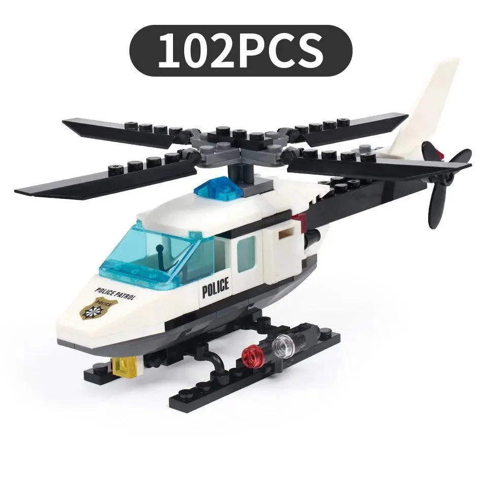 EZ 102pcs Police Helicopter Creative Building Blocks DIY City Series Bricks Toys Halloween/Thanksgiving Day/Christmas Gift
