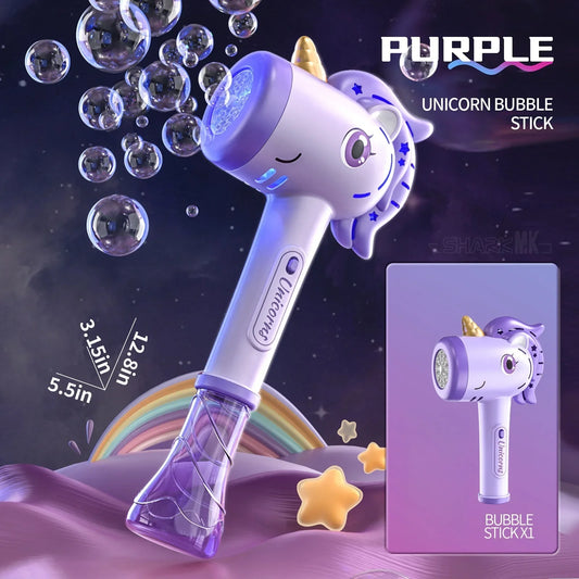 EZ Automatic Bubble Maker Blower Toys with Light For Summer Outdoor Party Gift Bubble Machine Wand for Toddler Unicorn Magic Stick