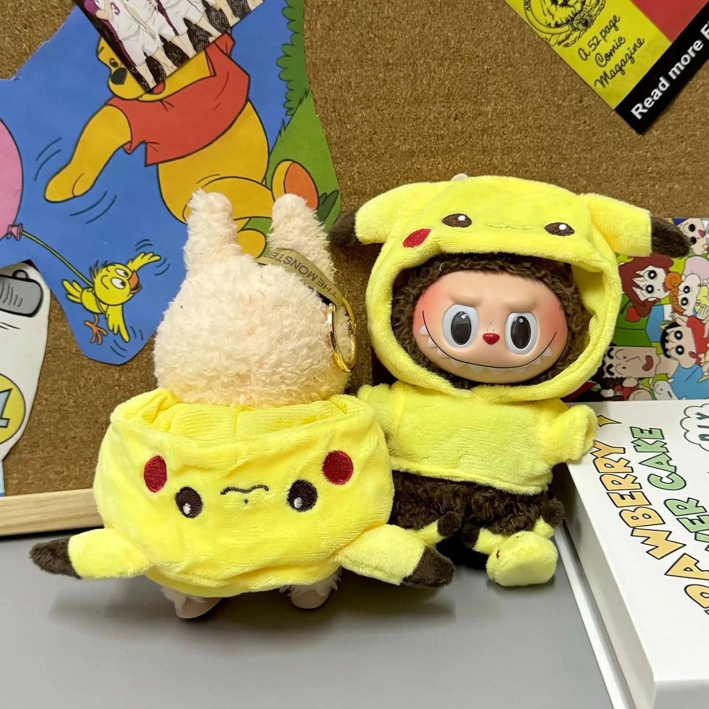 EZ Mini Plush Doll Clothing Set Cute Pikachu Suit Cartoon Labubu Vinyl Doll Kpop Idol Doll Clothing Accessories