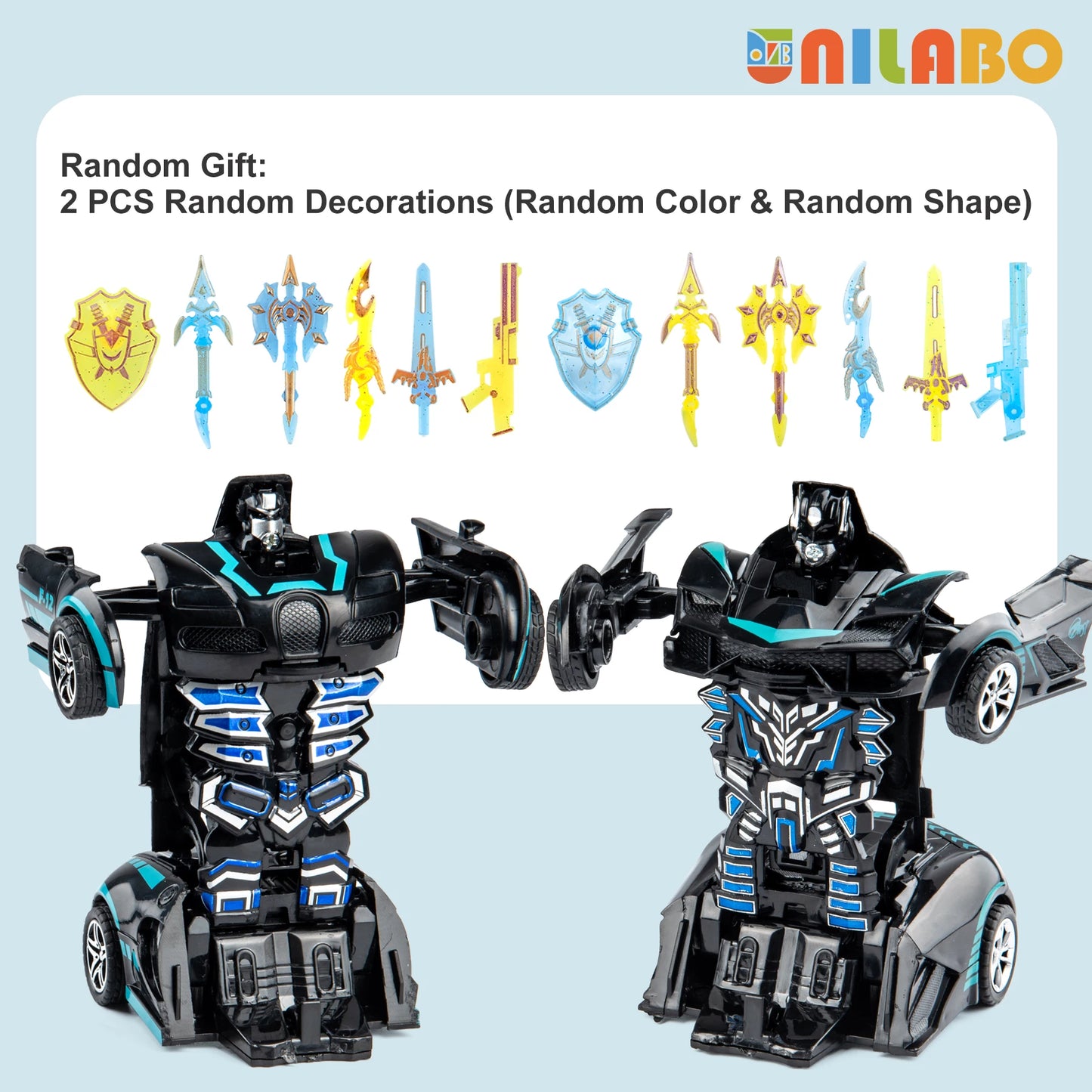 EZ Transformable Robot Sports Car Toys, No Batteries, Educational Kids Gift, Colorful Model Vehicle for Play Learning