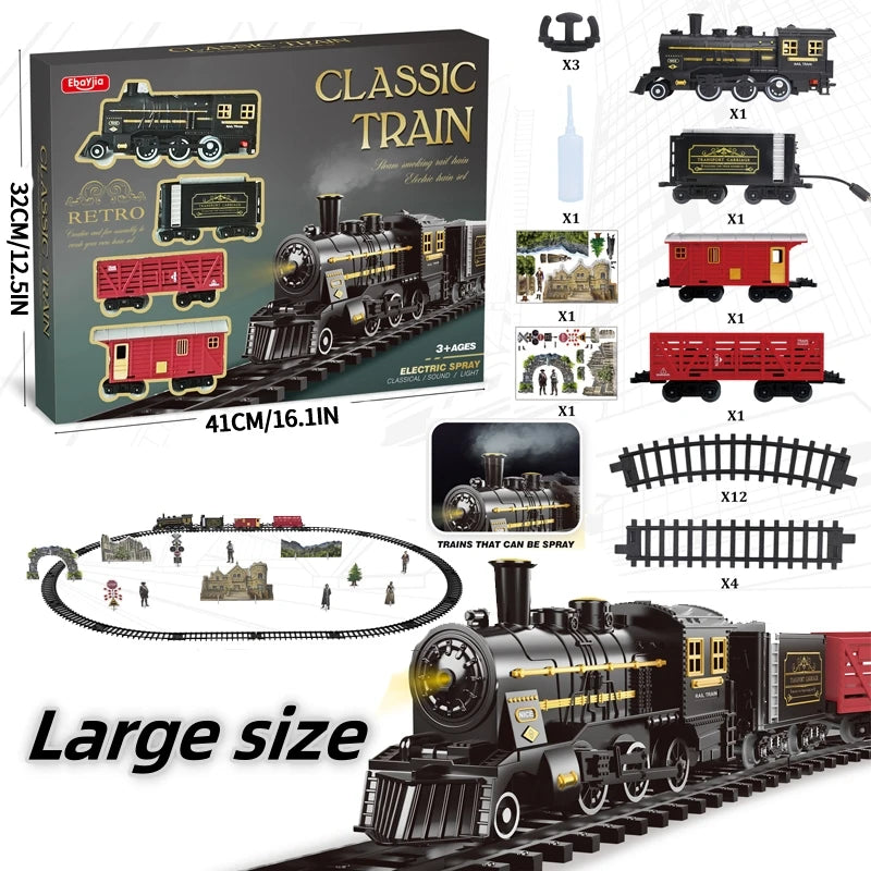 EZ Kids Electric Steam Train Toy Rail High-Speed Rail Parking Lot Model Family Reunion Party Game Boy EMU Birthday Gift