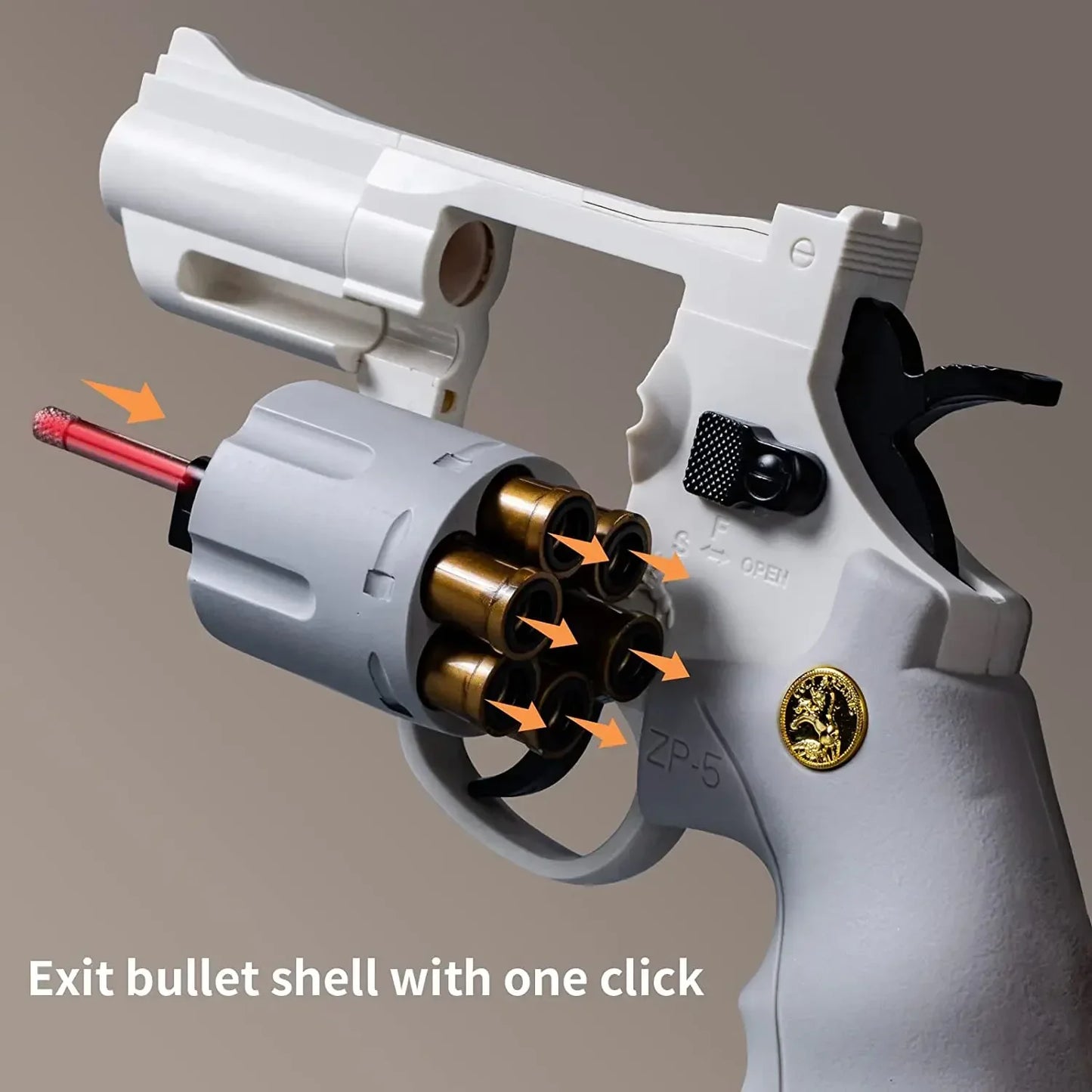 EZ Csnoobs ZP5 357 Revolver Mechanical Continuous Firing Toy Gun Automatic Pistol Soft Dart Bullet CS Outdoor Weapon for Kid Adult