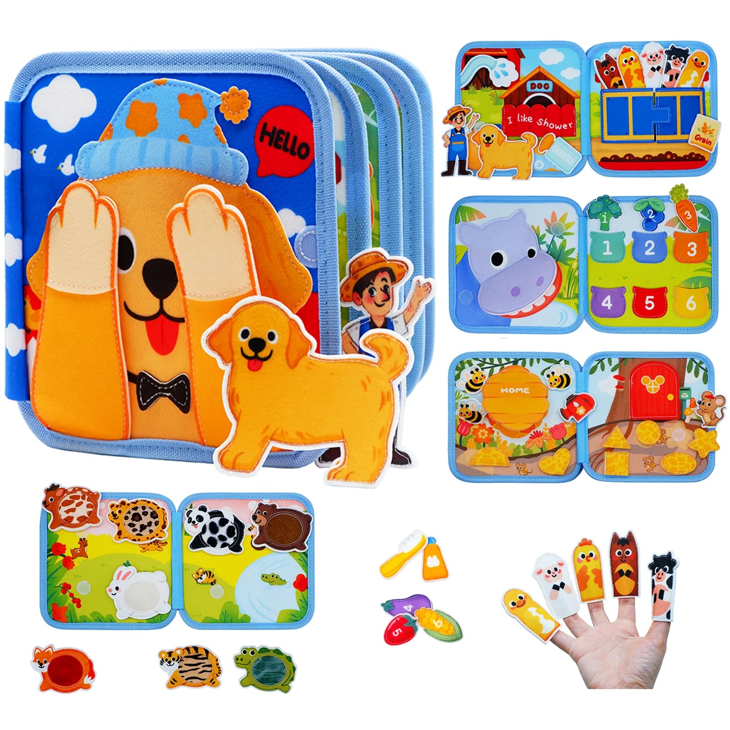 EZ Montessori Toy Busy Board Giraffe Busy Book Preschool Learning Educational Quiet Book Sensory Travel Toy for Baby 3 4 5 6 Ages