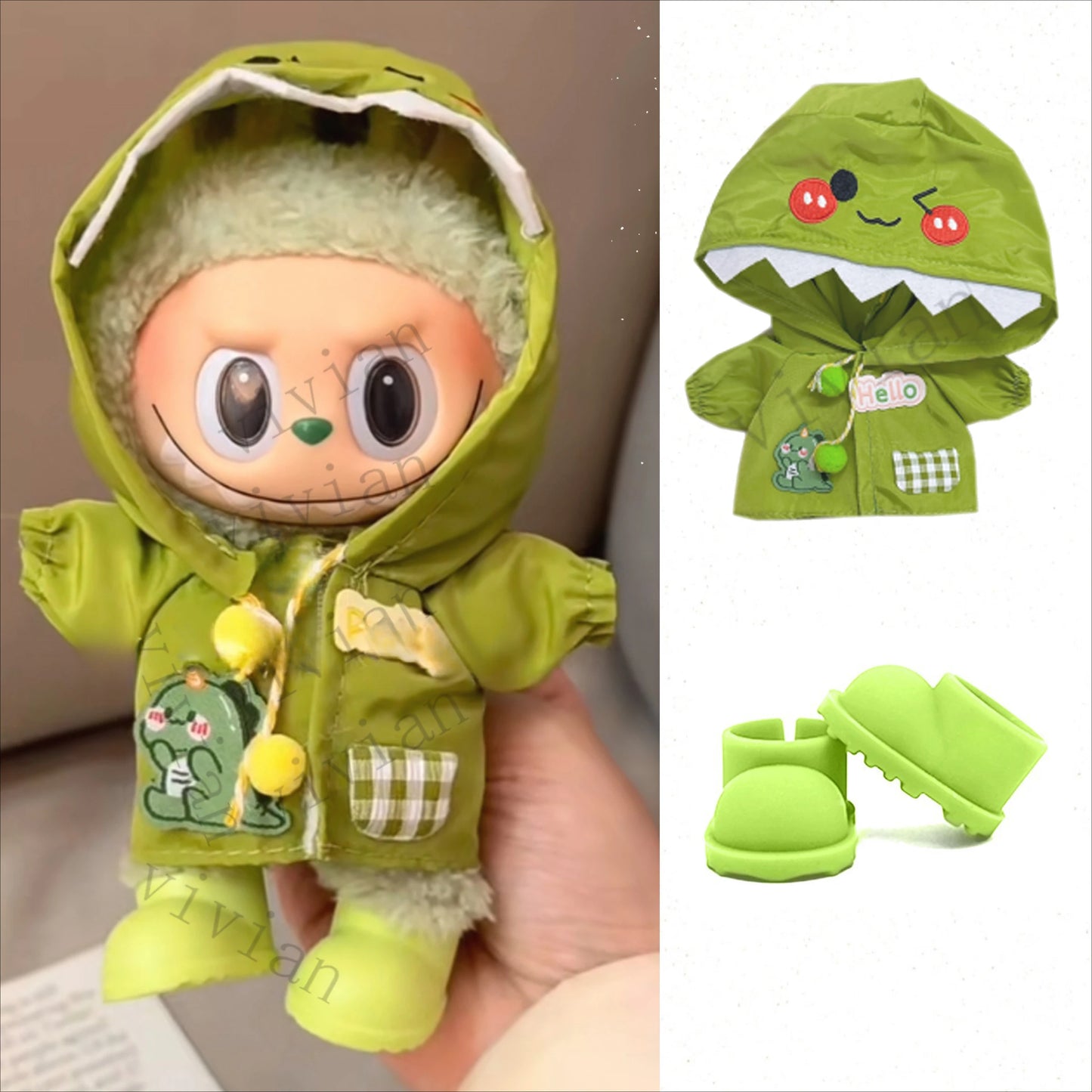 EZ Mini Doll'S Clothes Outfit Accessories For Ropa Labubu Idol doll Raincoat short rain boots rain shoes Clothing Gift