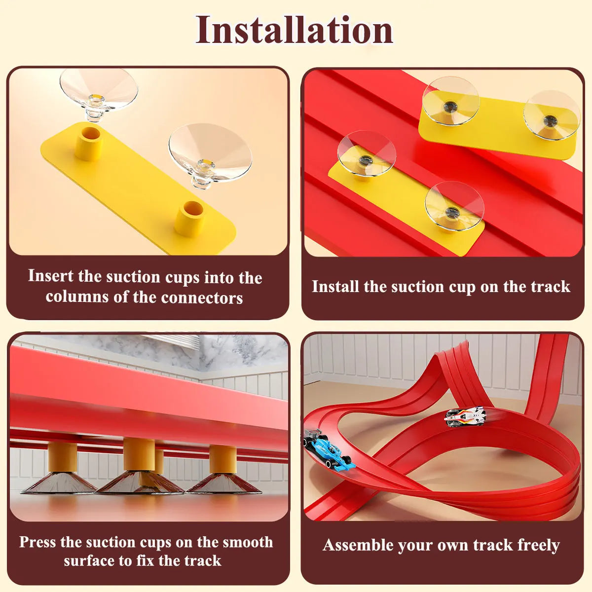 EZ Flexible Race Track Children Toys DIY Double-track Racing Car Ramp Compatible 1/64th Cars Portable Rolls Up Boy Christmas Gift