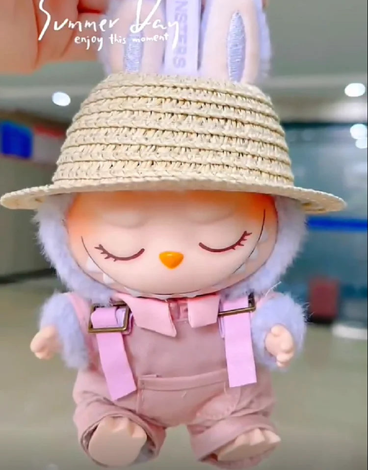 EZ For Sitting Party Labubu Hat Open Top Straw Hat Woven Hat  Labubu party clothing accessories countryside style Labubu outfit