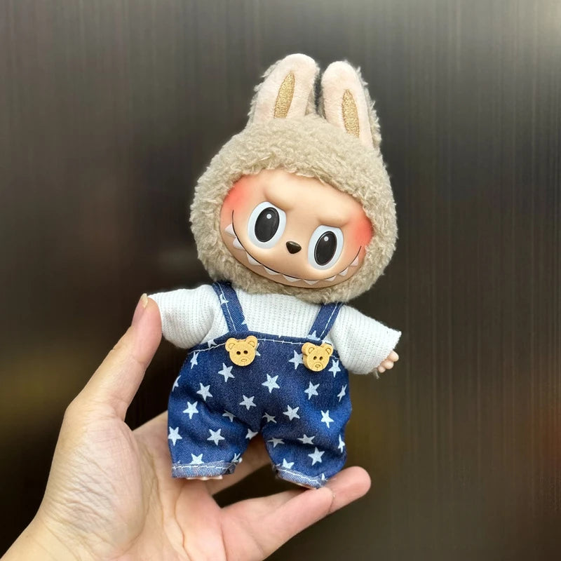 EZ Mini Plush Doll'S Clothes Outfit Accessories For Korea Kpop Exo 15-17cm Labubu Idol Overalls set Clothing Gift