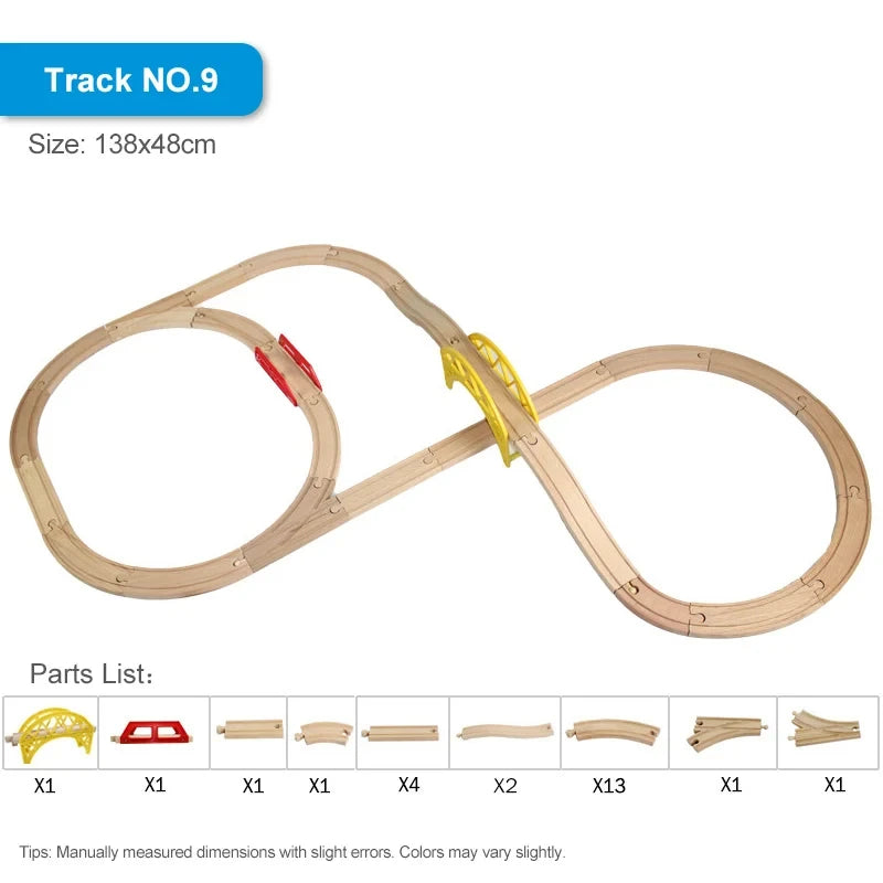 EZ NEW Wooden Train Track Accessories Toys Train Railway Compatible with All Brands Trains Ring Track Circular Orbit Assemble Gifts