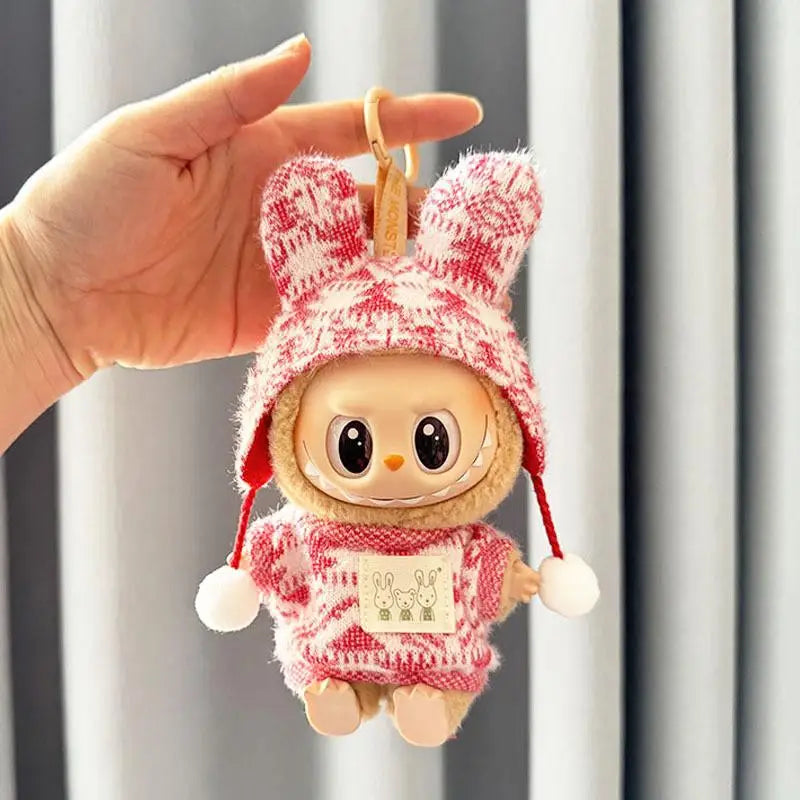 EZ For 15-17 cm Labubu clothes outfit Labubu sitting party jacquard two-piece set Dolls Accessories Cute Decoration