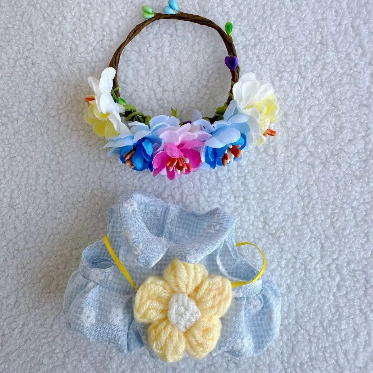 EZ Chinese Qipao Hairpin Flower Dress for Labubu 3.0 Outfit Summer Countryside Princess Doll Clothes for V1/V2/V3 Labubu