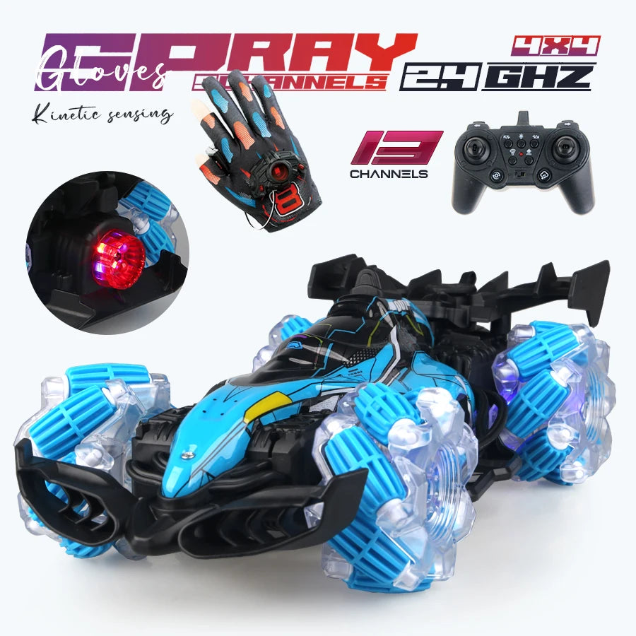 EZ Colorful lights spray stunt racing 4WD shift 2.4G wireless gesture induction racing race remote control toy car