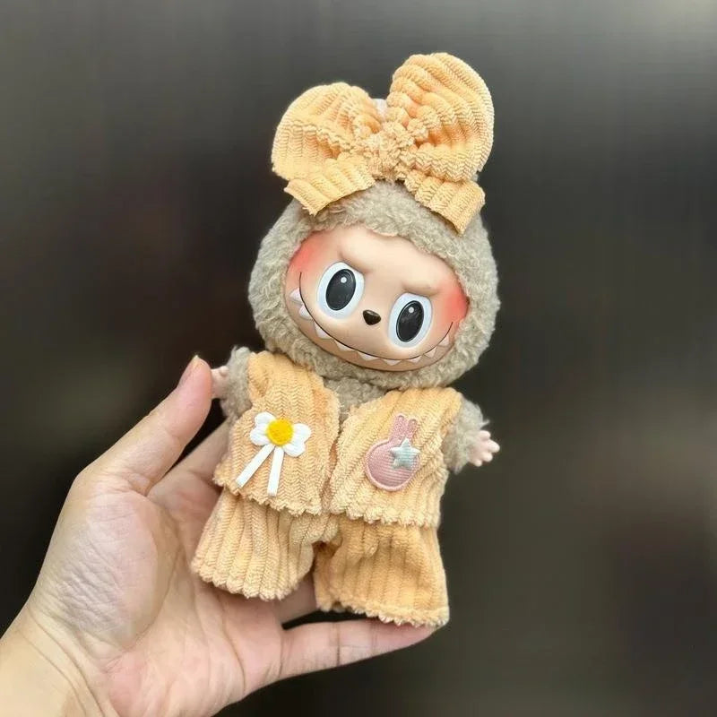 EZ Mini Plush Doll'S Clothes Outfit Accessories For Korea Kpop Exo 15-17cm Labubu Idol Overalls set Clothing Gift
