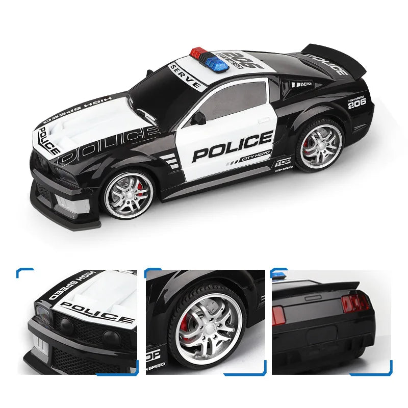 EZ 1/12 Big 2.4GHz Super Fast Police RC Car Remote Control Cars Toy with Lights Durable Chase Drift Vehicle toys for boys kid Child