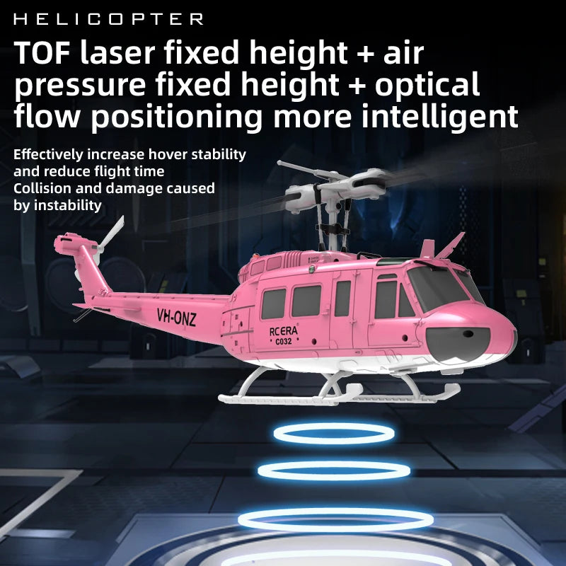 EZ C032 UH-1 brushless RTF RC Helicopter 6-axis Gyroscope One Click 3D Flip Optical flow positioning UH1 helicopter model Hobby Toy