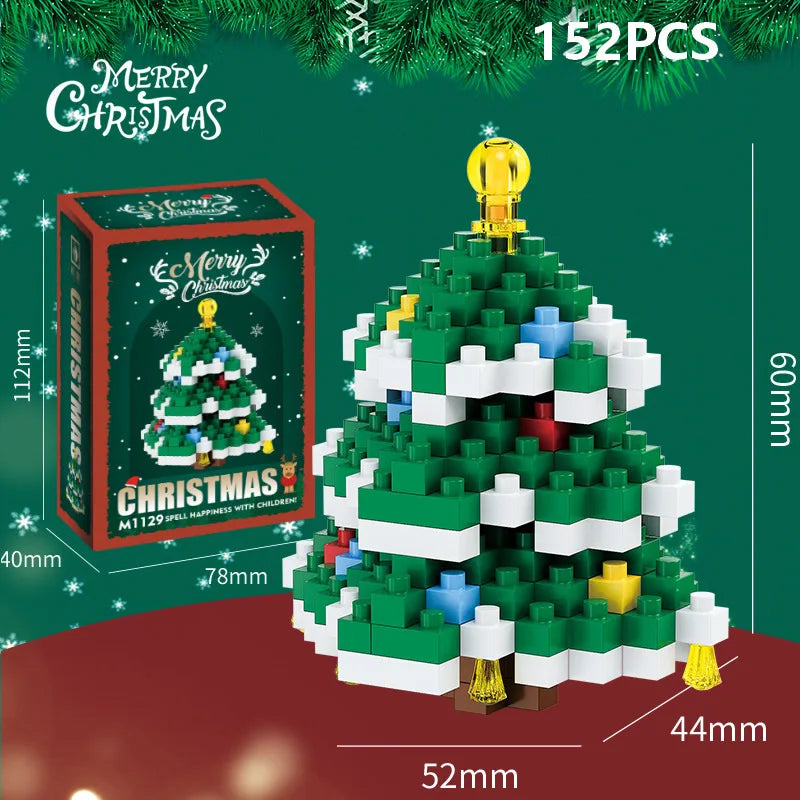 EZ Christmas Gifts Micro Building Block DIY Domino Game Santa Claus Reindeer Holiday Puzzle Assembling Bricks Table Decoration Toys