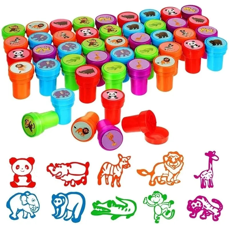 EZ 10pcs Assorted Stamps for Kids Self-ink Stamps Children Toy Stamps Smiley Face Seal Scrapbooking DIY Painting Photo Album Decor