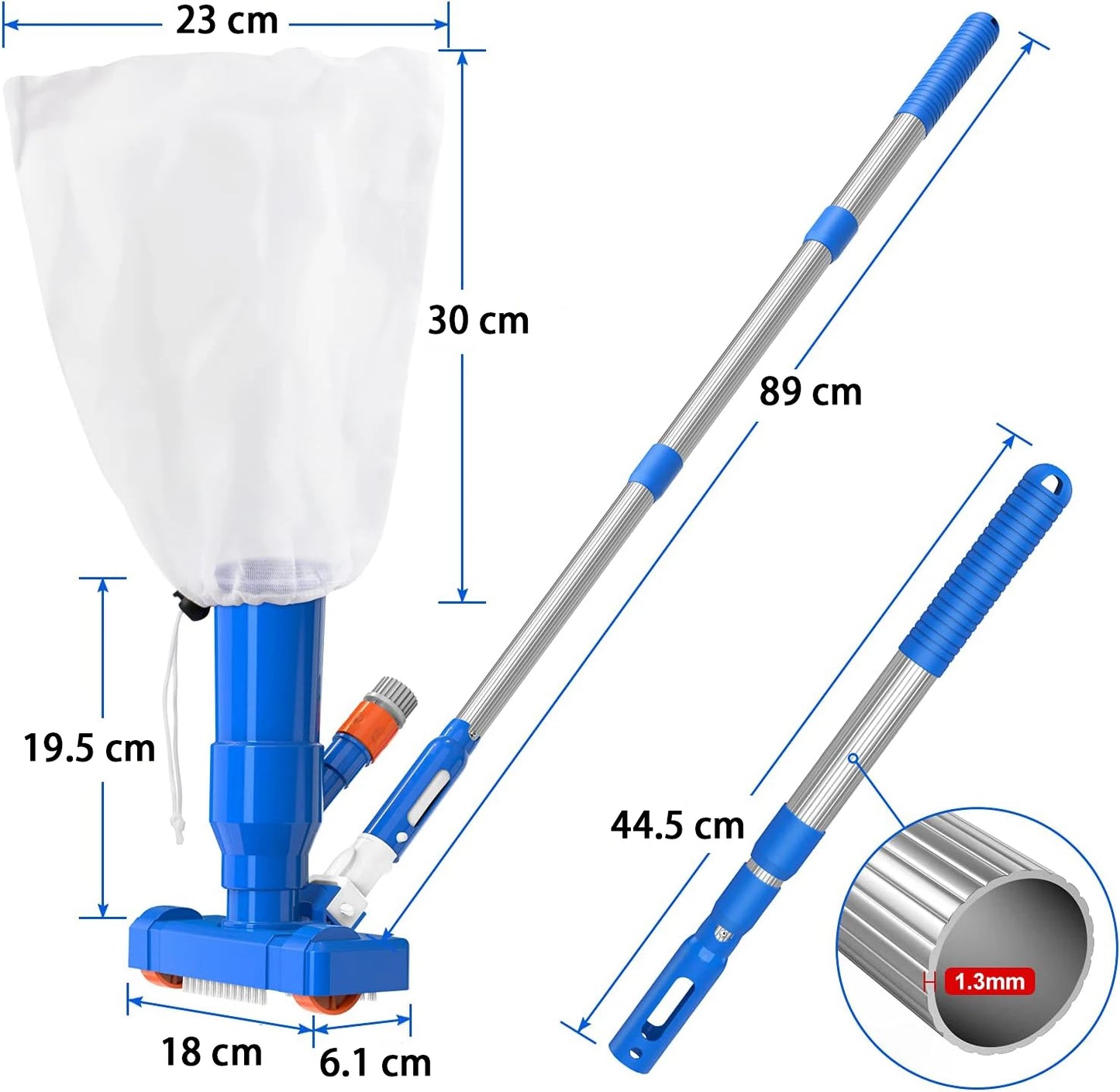 EZ Upgrade 40" Portable Pool Vacuum Cleaner,Pool Underwater Vacuum Jet Cleaner w/Brush