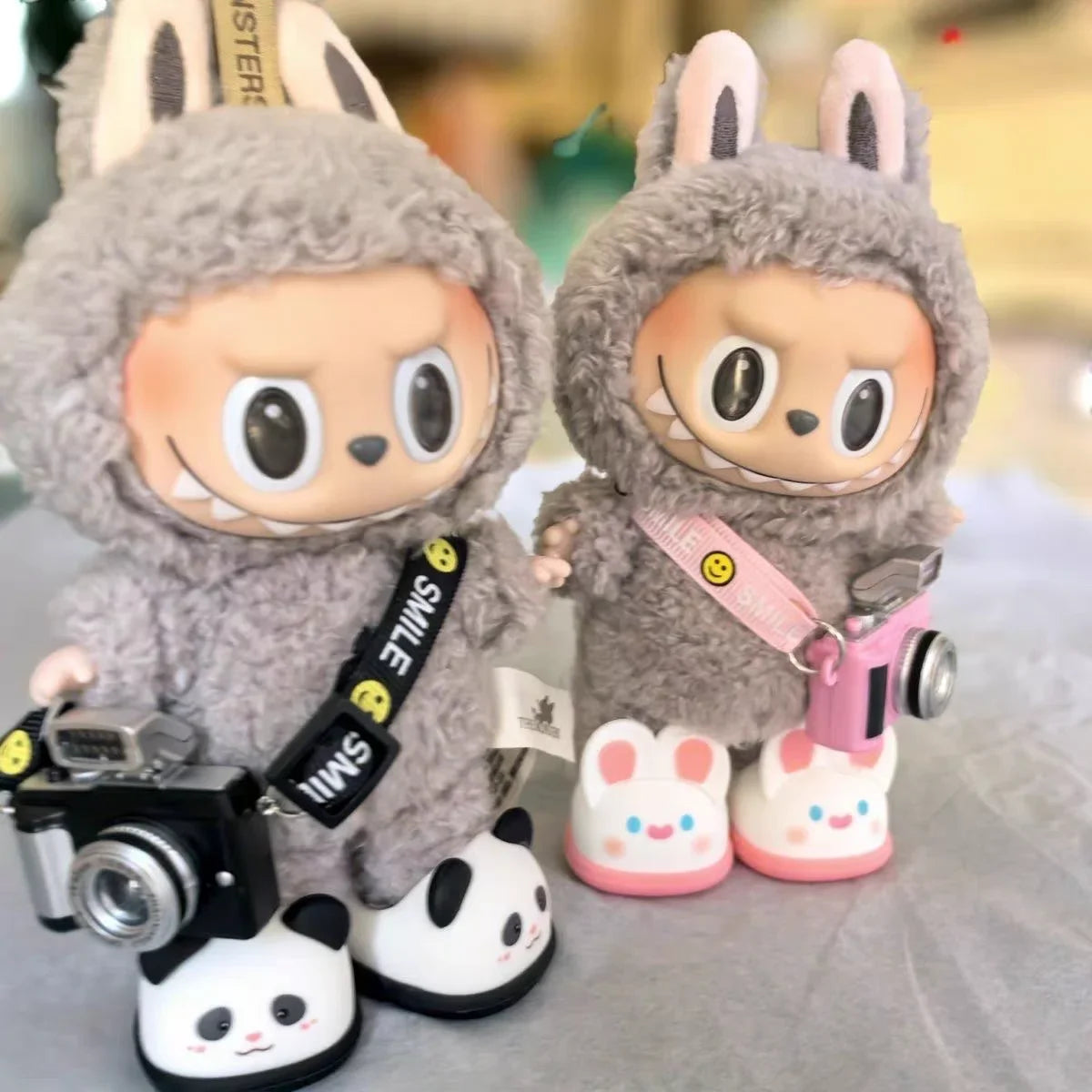 EZ Cartoon Rubber Slippers for Mini Labubu 17cm Vinyl Dolls Macaron Style