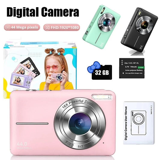 EZ Digital Camera Children Camera for Children Camcorder with 16x Zoom Compact Cameras 1080P 44MP Cameras for Beginner Photography