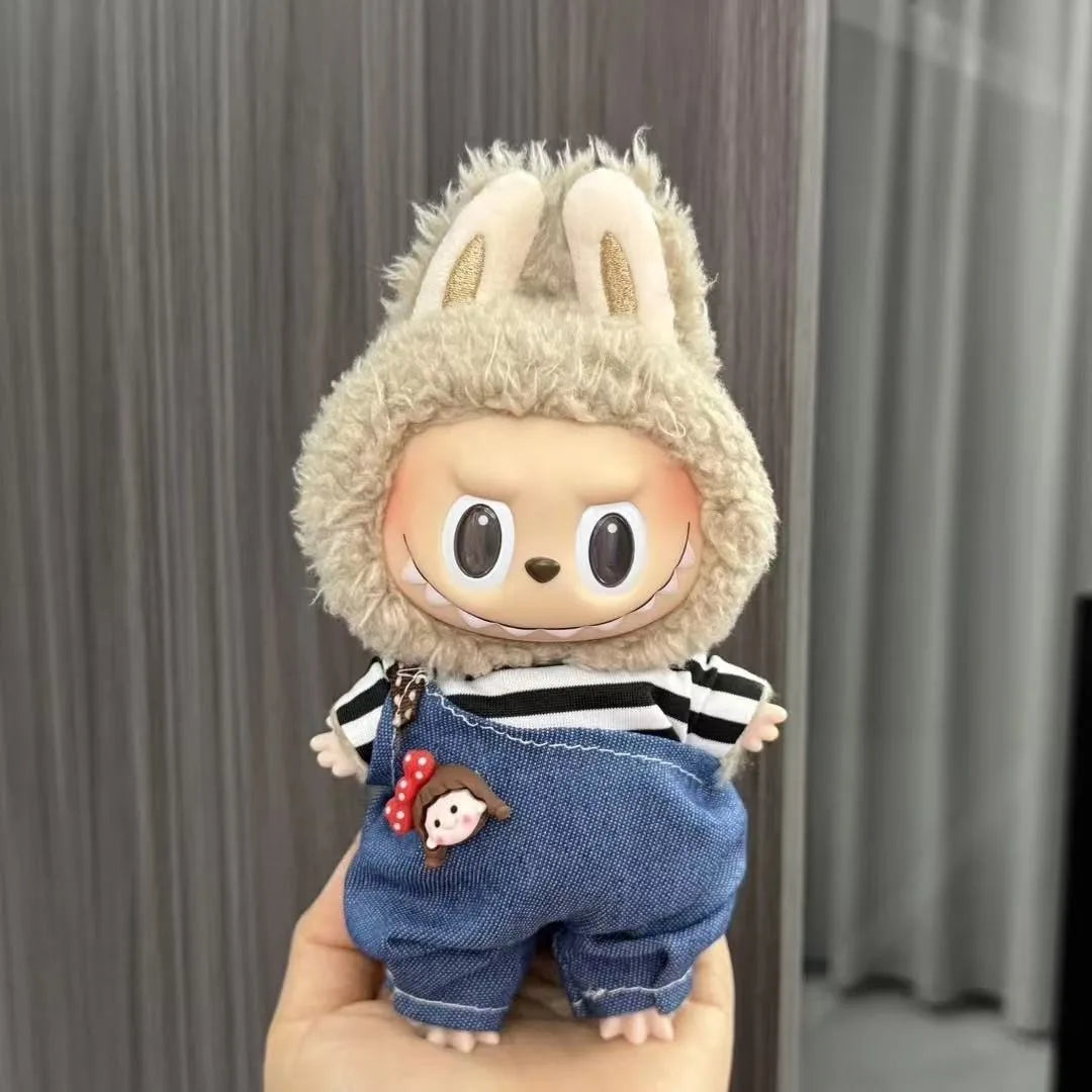 EZ For Labubu Sitting Party Series Classic Dress Grid Style Small Fragrance For Labubu v1 v2 v3 v4 Labubu Clothes Design style