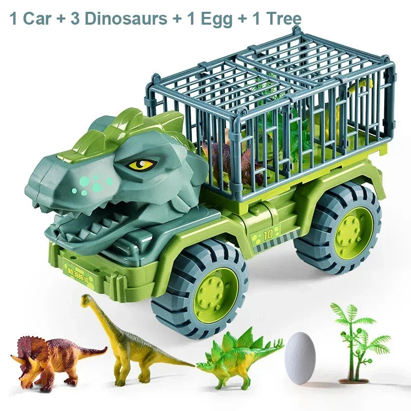 EZ Boys Car Toys Dinosaur Truck Transport Carrier Vehicle Dino Animal Model Tyrannosaurus Rex Truck Game Children Birthday Gifts