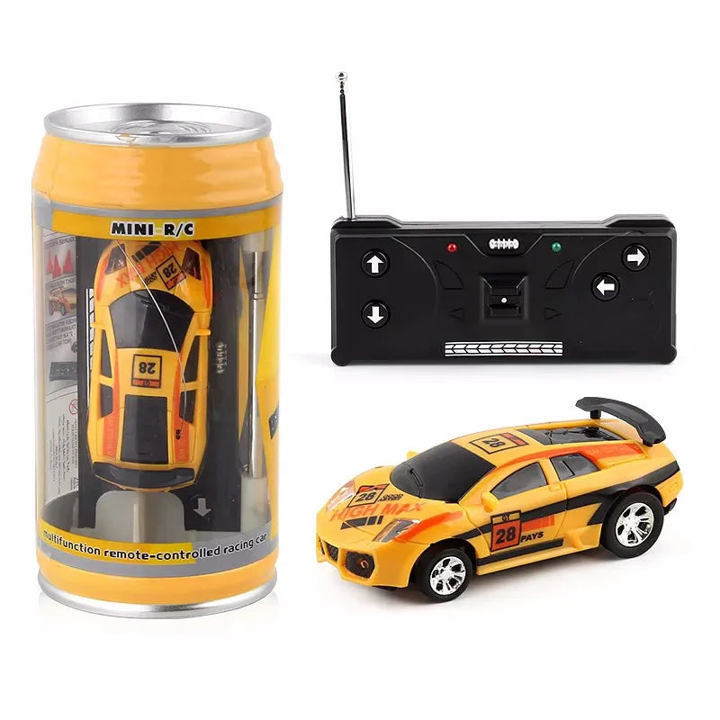 EZ Mini Can Mini Cans RC Car Battery Operated Plastic Remote Control Racing Vehicle with Roadblocks Micro Racing Car for Kids Boys